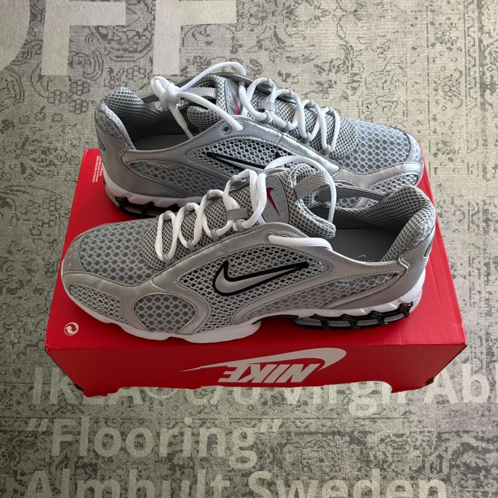 Nike Air Zoom Spiridon Cage 2 Mens 13 Silver Grey Mesh Running Shoes CJ1288-001